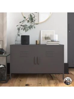 Queer Eye Bradford 2 Door Metal Accent Cabinet - Grey