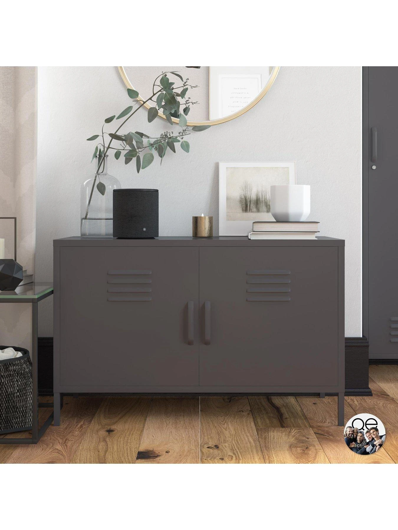 Queer Eye Bradford 2 Door Metal Accent Cabinet - Grey 3 Queer Eye Bradford 2 Door Metal Accent Cabinet - Grey