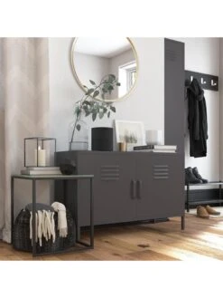 Queer Eye Bradford 2 Door Metal Accent Cabinet - Grey 12 Queer Eye Bradford 2 Door Metal Accent Cabinet - Grey -FurniHaven Shop UTFDH SQ5 0000000005 GREY SLd2