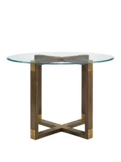 Queer Eye Bronx 109 Cm Glass Top Round Dining Table -FurniHaven Shop UTFDK SQ2 0000000006 OAK SLf