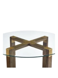 Queer Eye Bronx 109 Cm Glass Top Round Dining Table -FurniHaven Shop UTFDK SQ3 0000000006 OAK SLa