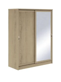 Very Home Camberley 2 Door Mirrored Sliding Wardrobe -FurniHaven Shop UVDAL SQ3 0000000214 LIGHT OAK SLa