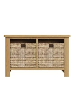 K-Interiors Shelton Ready Assembled Solid Wood Hall Bench -FurniHaven Shop UW56M SQ4 0000000138 RUSTIC OAK SLd