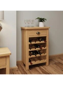K-Interiors Shelton Ready Assembled Solid Wood Wine Cabinet -FurniHaven Shop UW56Q SQ2 0000000138 RUSTIC OAK RSr