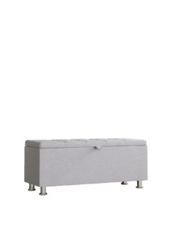 Vida Designs Valencia Fabric Storage Ottoman - Light Grey