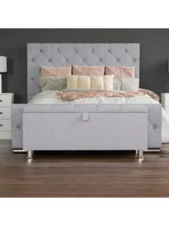 Vida Designs Valencia Fabric Storage Ottoman - Light Grey -FurniHaven Shop UWMSU SQ4 0000000215 LIGHT GREY SLd