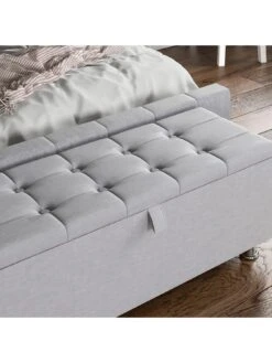Vida Designs Valencia Fabric Storage Ottoman - Light Grey -FurniHaven Shop UWMSU SQ5 0000000215 LIGHT GREY SLd1