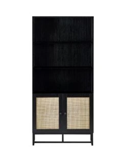 Julian Bowen Padstow Tall Storage Bookcase - Black -FurniHaven Shop UX3MW SQ2 0000000004 BLACK SLf