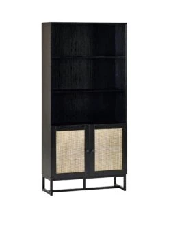 Julian Bowen Padstow Tall Storage Bookcase - Black -FurniHaven Shop UX3MW SQ3 0000000004 BLACK SLa