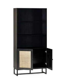 Julian Bowen Padstow Tall Storage Bookcase - Black -FurniHaven Shop UX3MW SQ4 0000000004 BLACK SLd