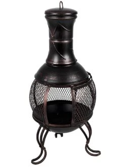 Fire Vida Black And Gold Steel Chimenea -FurniHaven Shop UX56W SQ2 0000000099 N A SLd