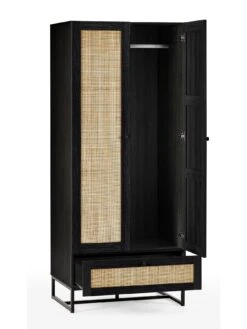 Julian Bowen Padstow 1 Drawer, 2 Door Wardrobe -FurniHaven Shop UX5D2 SQ4 0000000004 BLACK SLd