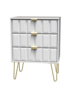SWIFT Cube Ready Assembled 3 Drawer Midi Sideboard - White - FSC® Certified -FurniHaven Shop UY6B8 SQ3 0000000013 WHITE SLa