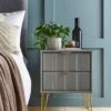 SWIFT Cube Ready Assembled 2 Drawer Bedside Chest - FSC® Certified -FurniHaven Shop UY6HN SQ1 0000000005 GREY SLf