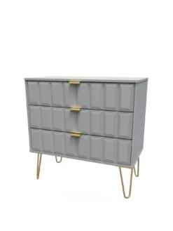 SWIFT Cube Ready Assembled 3 Drawer Chest - FSC® Certified -FurniHaven Shop UY6HP SQ3 0000000005 GREY SLa