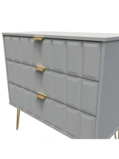 SWIFT Cube Ready Assembled 3 Drawer Chest - FSC® Certified -FurniHaven Shop UY6HP SQ5 0000000005 GREY SLd1