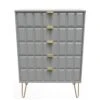 SWIFT Cube Ready Assembled 5 Drawer Chest - FSC® Certified -FurniHaven Shop UY6HR SQ1 0000000005 GREY SLf