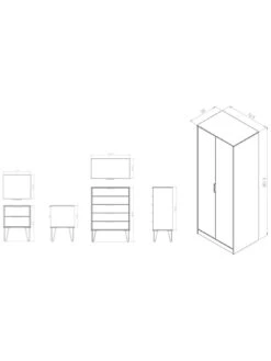 SWIFT Cube 4 Piece Ready Assembled Package - 2 Door Wardrobe, 5 Drawer Chest And 2 Bedside Chests - FSC® Certified -FurniHaven Shop UY6HW SQ7 0000000005 GREY DGy