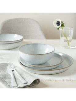 Denby White Speckle Set Of 4 Coupe Medium Plates -FurniHaven Shop UYLCQ SQ5 0000000013 WHITE SLd3