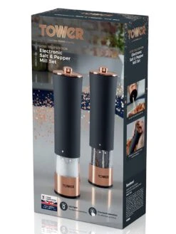 Tower Rose Gold Electric Salt And Pepper Mill Black -FurniHaven Shop V23ER SQ3 0000000004 BLACK SLd1