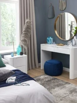 Very Home Gleam Gloss 2 Drawer Bedside Chest -FurniHaven Shop V24B6 SQ6 0000000013 WHITE SLd2