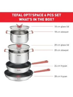 Tefal Optispace 6 Piece Set Austral -FurniHaven Shop V63JX SQ2 0000000166 STAINLESS STEEL SLd