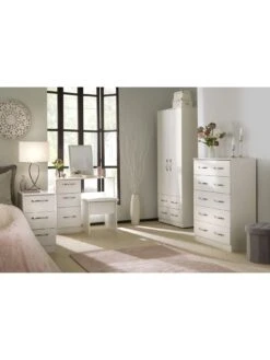 SWIFT Elton Part Assembled 3 Piece Package - 3 Door Mirrored Wardrobe, 5 Drawer Chest And 2 Bedside Chests - FSC® Certified -FurniHaven Shop V7QNM SQ2 0000000005 GREY RSr