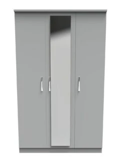 SWIFT Elton Part Assembled 3 Piece Package - 3 Door Mirrored Wardrobe, 5 Drawer Chest And 2 Bedside Chests - FSC® Certified -FurniHaven Shop V7QNM SQ4 0000000005 GREY SLd