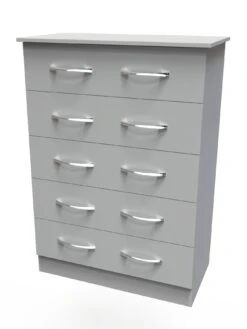 SWIFT Elton Part Assembled 3 Piece Package - 3 Door Mirrored Wardrobe, 5 Drawer Chest And 2 Bedside Chests - FSC® Certified -FurniHaven Shop V7QNM SQ5 0000000005 GREY SLd1