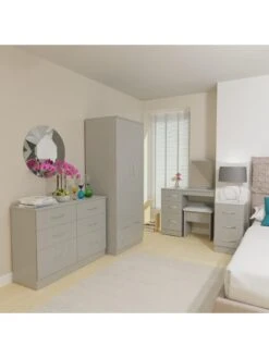 SWIFT Elton Ready Assembled 2 Door, 2 Drawer Wardrobe - FSC® Certified -FurniHaven Shop V7QPT SQ2 0000000005 GREY RSr