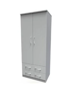SWIFT Elton Ready Assembled 2 Door, 2 Drawer Wardrobe - FSC® Certified -FurniHaven Shop V7QPT SQ3 0000000005 GREY SLa