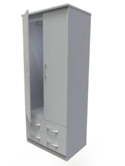 SWIFT Elton Ready Assembled 2 Door, 2 Drawer Wardrobe - FSC® Certified -FurniHaven Shop V7QPT SQ5 0000000005 GREY SLd1