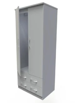 SWIFT Elton Ready Assembled 2 Door, 2 Drawer Wardrobe - FSC® Certified -FurniHaven Shop V7QPT SQ6 0000000005 GREY SLd2