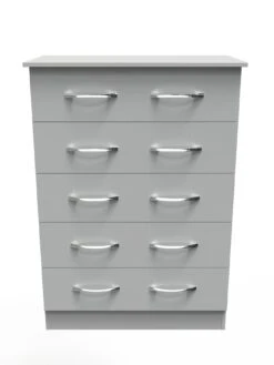 SWIFT Elton Ready Assembled 4 Piece Package - 2 Door Wardrobe, 5 Drawer Chest And 2 Bedside Chests - FSC® Certified   -FurniHaven Shop V7QQA SQ5 0000000005 GREY SLd1