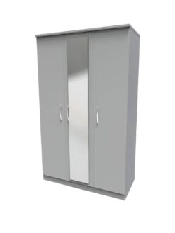 SWIFT Elton Part Assembled 3 Door Mirrored Wardrobe - FSC® Certified -FurniHaven Shop V7QT8 SQ3 0000000005 GREY SLa