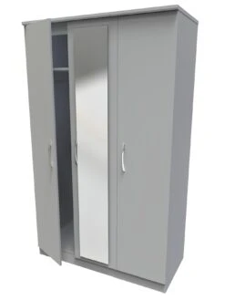 SWIFT Elton Part Assembled 3 Door Mirrored Wardrobe - FSC® Certified -FurniHaven Shop V7QT8 SQ5 0000000005 GREY SLd1