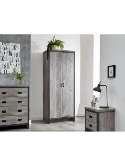 GFW Boston 3 Piece Package - 2 Door Wardrobe, 4 Drawer Chest, Bedside Chest - Grey -FurniHaven Shop V84GX SQ2 0000000005 GREY RSr