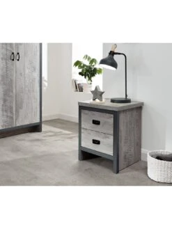 GFW Boston 3 Piece Package - 2 Door Wardrobe, 4 Drawer Chest, Bedside Chest - Grey -FurniHaven Shop V84GX SQ5 0000000005 GREY SLd1