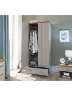 GFW Kendal 2 Door 1 Drawer Wardrobe -FurniHaven Shop V84H2 SQ2 0000000005 GREY RSr