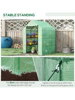 OutSunny 2-Tier Walk In Garden Greenhouse With Polytunnel Steeple -FurniHaven Shop V8BJR SQ5 0000000099 N A SLd3