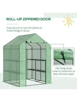 OutSunny 2-Tier Walk In Garden Greenhouse With Polytunnel Steeple -FurniHaven Shop V8BJR SQ6 0000000099 N A SLd4
