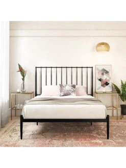 Dorel Home Giulia Modern Metal Double Bed Frame - Black -FurniHaven Shop V9CRJ SQ2 0000000004 BLACK RSr
