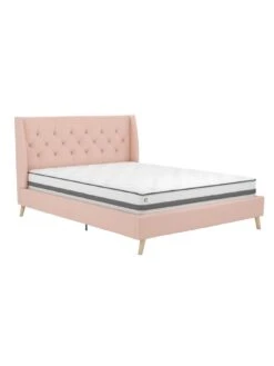 Dorel Home Thea Double Linen Bed -FurniHaven Shop V9D22 SQ3 0000000063 PINK SLd