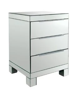 Rialto Mirrored 3 Drawer Bedside Chest -FurniHaven Shop V9VB8 SQ3 0000002051 MIRROR SLa