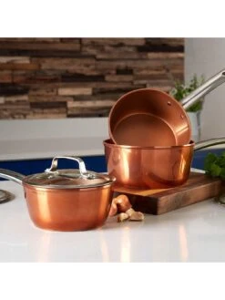 Tower Copper Forged 3-Piece Saucepan Set 12 Tower Copper Forged 3-Piece Saucepan Set -FurniHaven Shop V9ZK5 SQ4 0000001201 COPPER SLd2