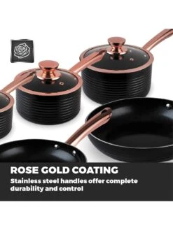 Tower Linear 5 Piece Saucepan Set Rose Gold And Black -FurniHaven Shop V9ZK6 SQ3 0000000932 ROSE GOLD SLd1