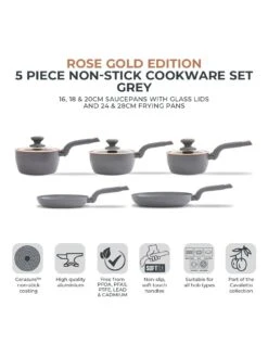 Tower Cavaletto 5-Piece Pan Set – Grey -FurniHaven Shop V9ZK8 SQ2 0000000005 GREY SLd