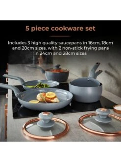 Tower Cavaletto 5-Piece Pan Set – Grey -FurniHaven Shop V9ZK8 SQ3 0000000005 GREY SLd1