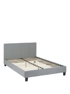 Everyday Marston Faux Leather Bed Frame With Mattress Options (Buy And SAVE!) - Grey -  - FSC® Certified -FurniHaven Shop VA0HM SQ3 0000000005 GREY SLa