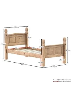 Vida Designs Corona Solid Pine Bed Frame - High Foot End -FurniHaven Shop VAOM9 SQ5 0000000144 PINE SLd2